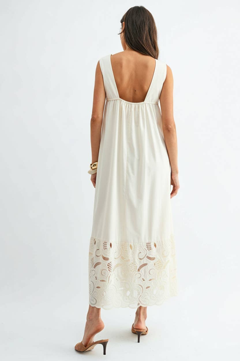 CJD26364 BOHO MAXI DRESS WITH LACE DETAILS