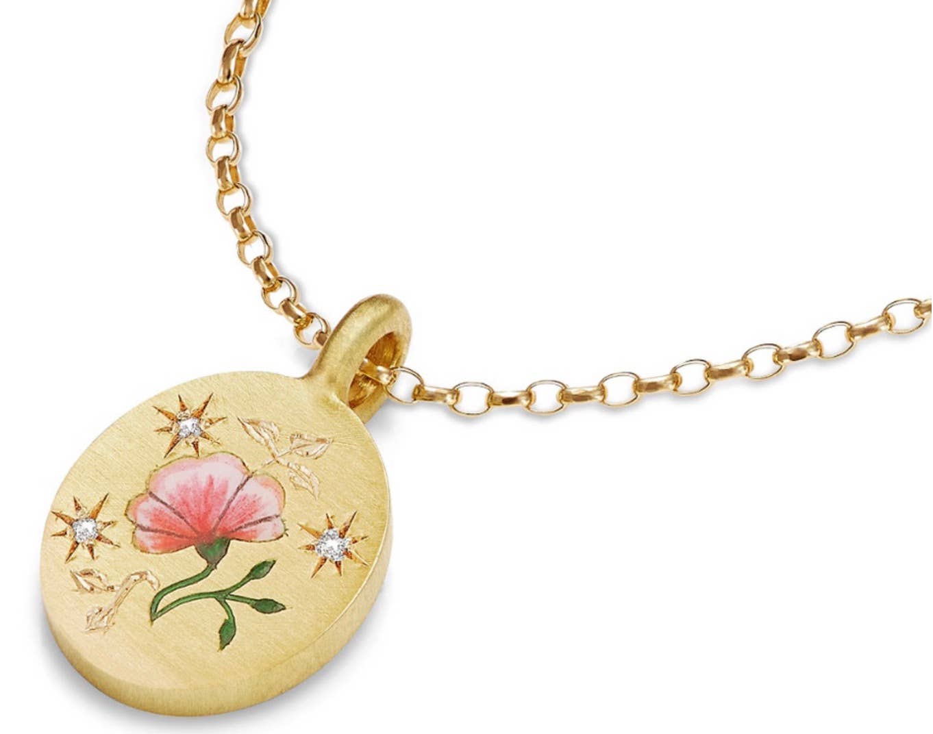 Poppy Painted Enamel Necklace