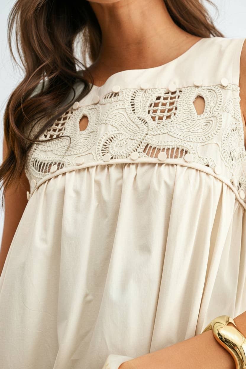 CJD26364 BOHO MAXI DRESS WITH LACE DETAILS