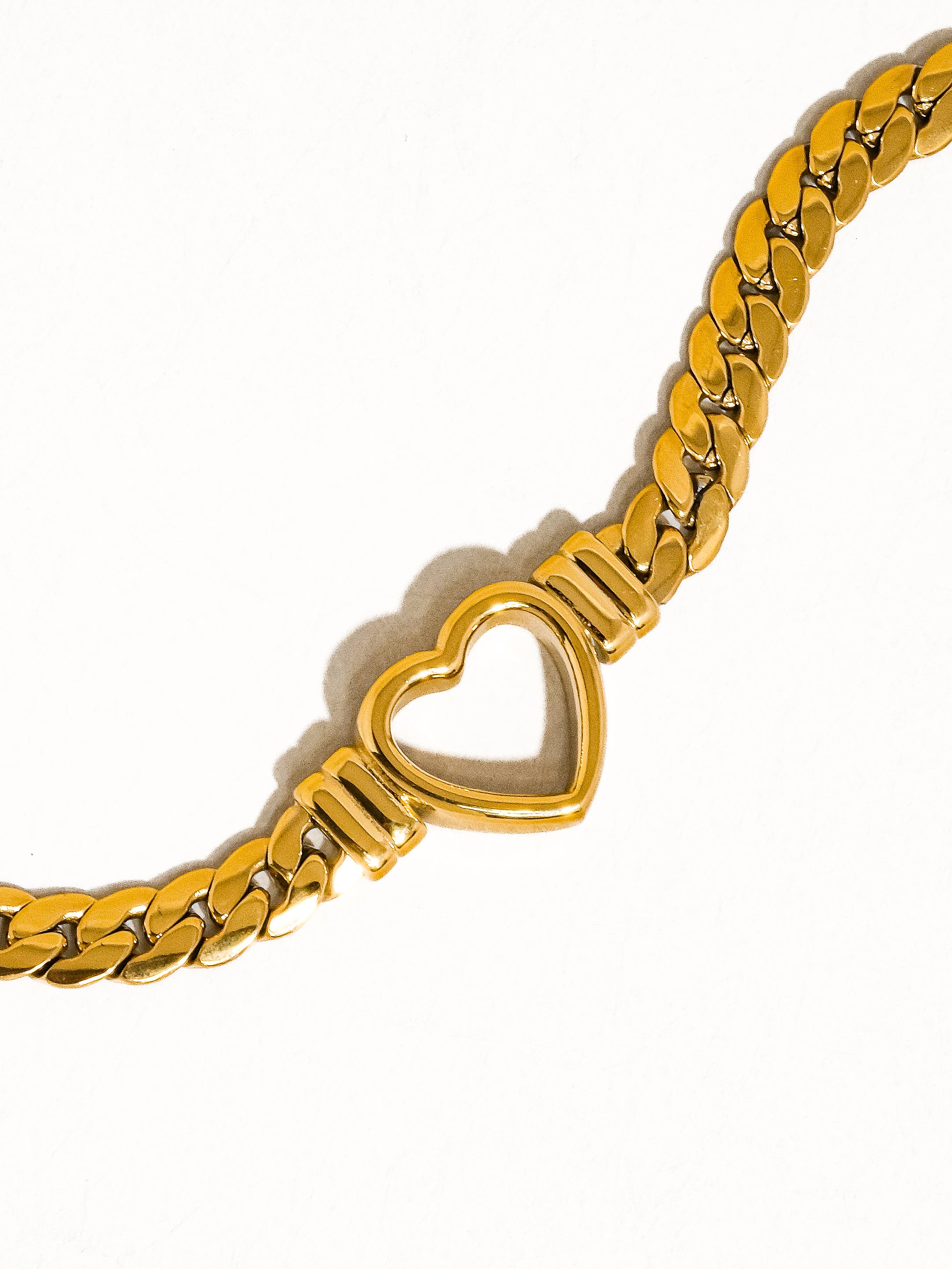 Goldie Heart Snake Chain Necklace - 14K Gold Plated