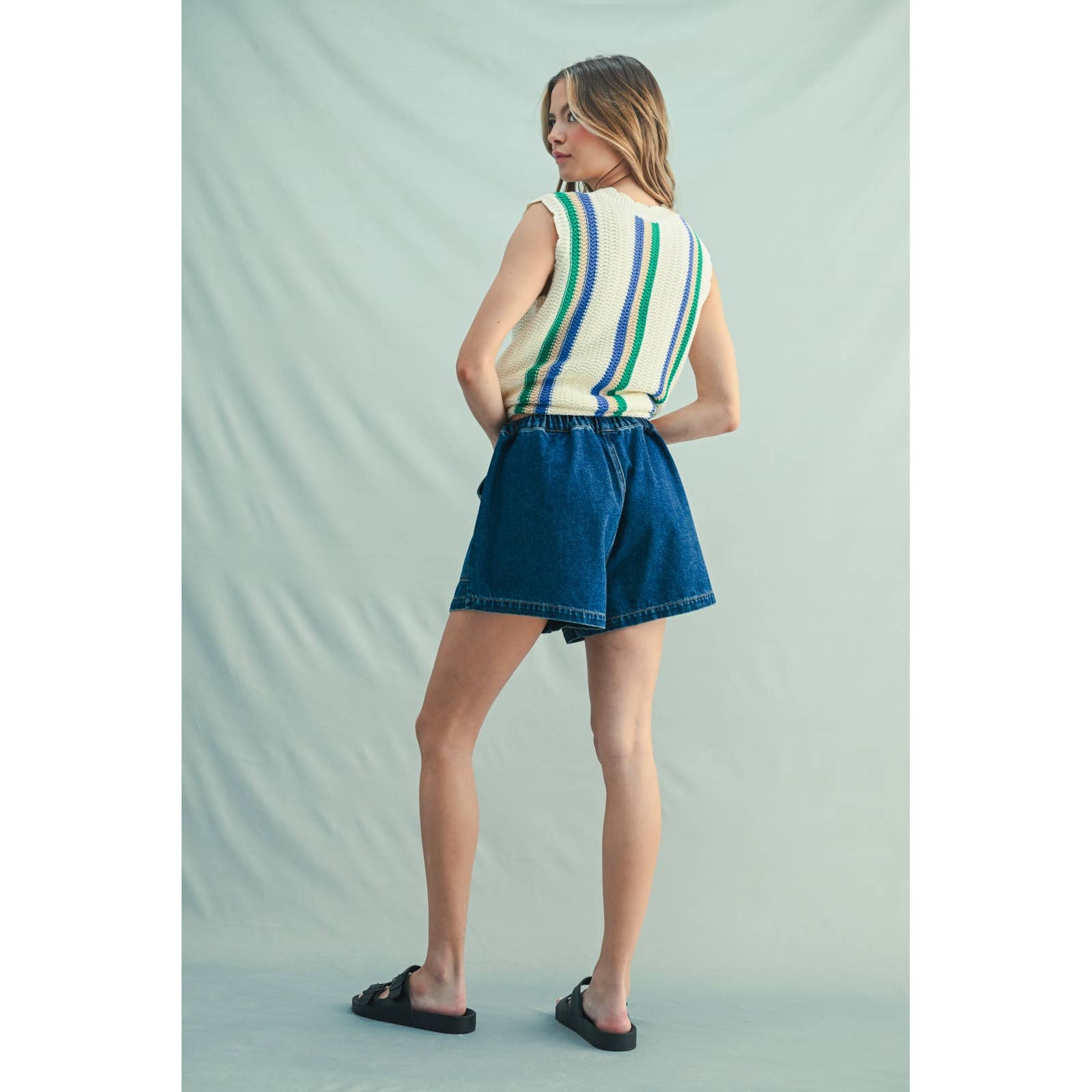 Delfina Drawstring Denim Shorts