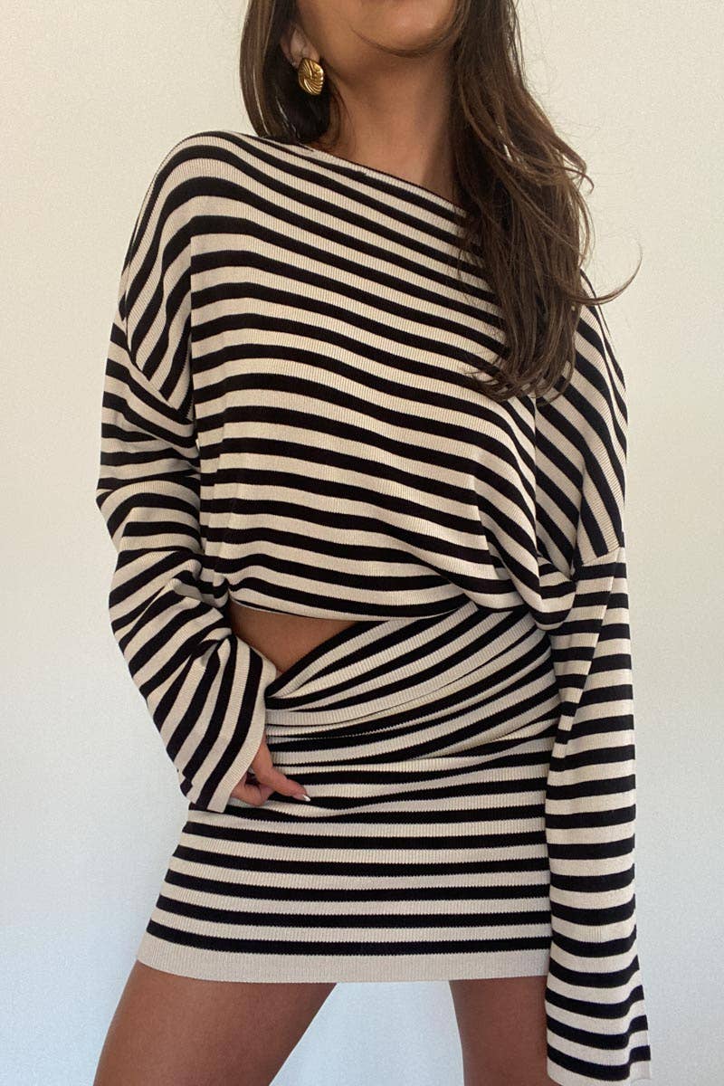 Nina Knitted Bell Sleeves Top And Skirt