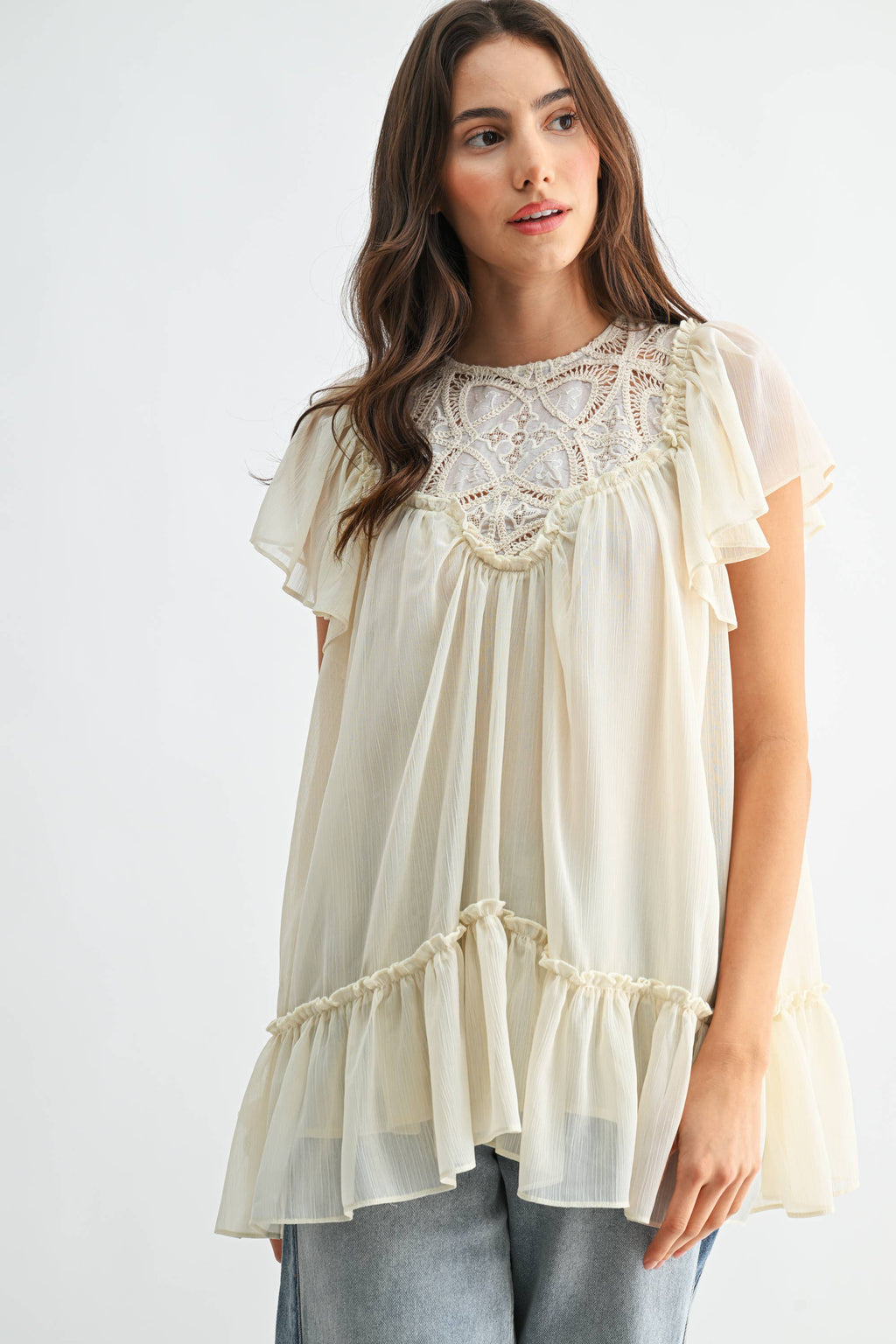 Liliana Lace Yoke Blouse