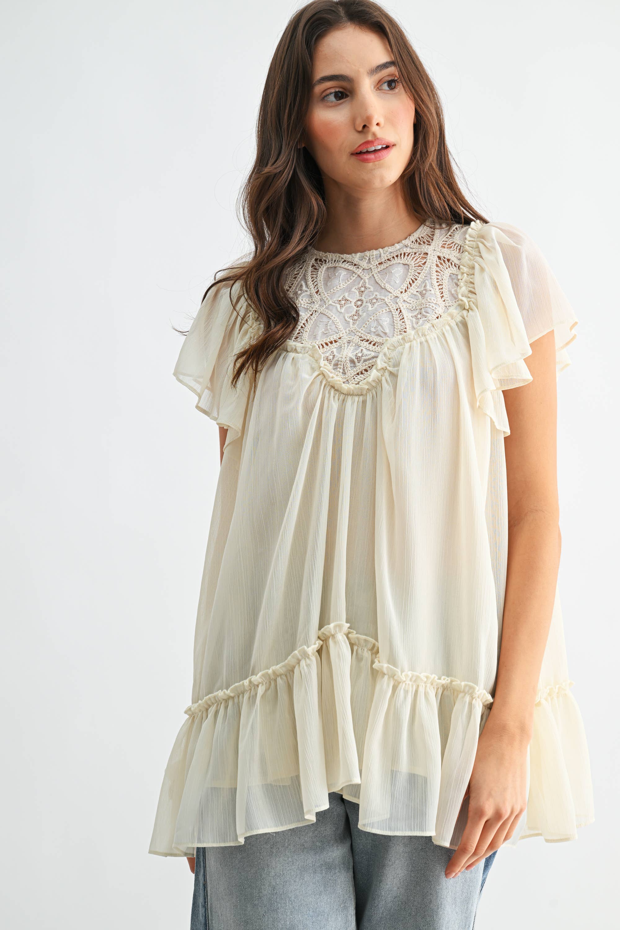 Liliana Lace Yoke Blouse