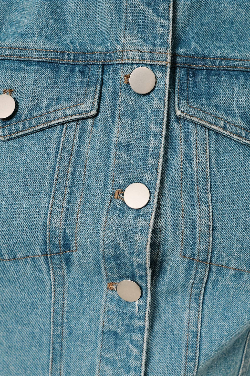 Sleeveless Medium Wash Button Front Denim Vest Top