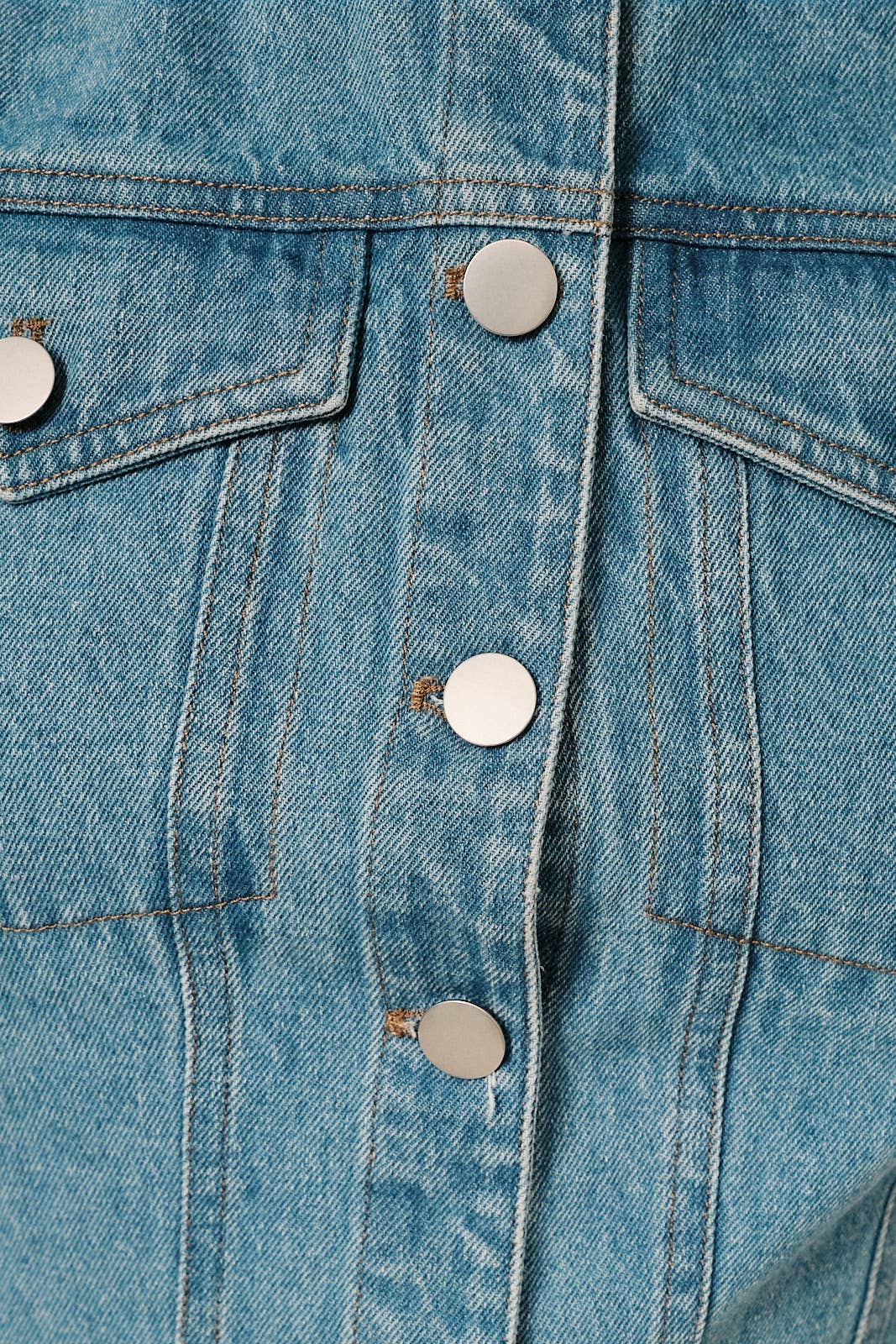 Sleeveless Medium Wash Button Front Denim Vest Top