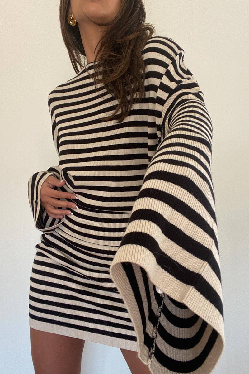 Nina Knitted Bell Sleeves Top And Skirt