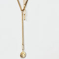Crescent Moon Lariat Necklace - 18K Gold Plated