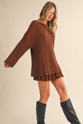 Luna Longsleeve sweater top and pleated skirt set