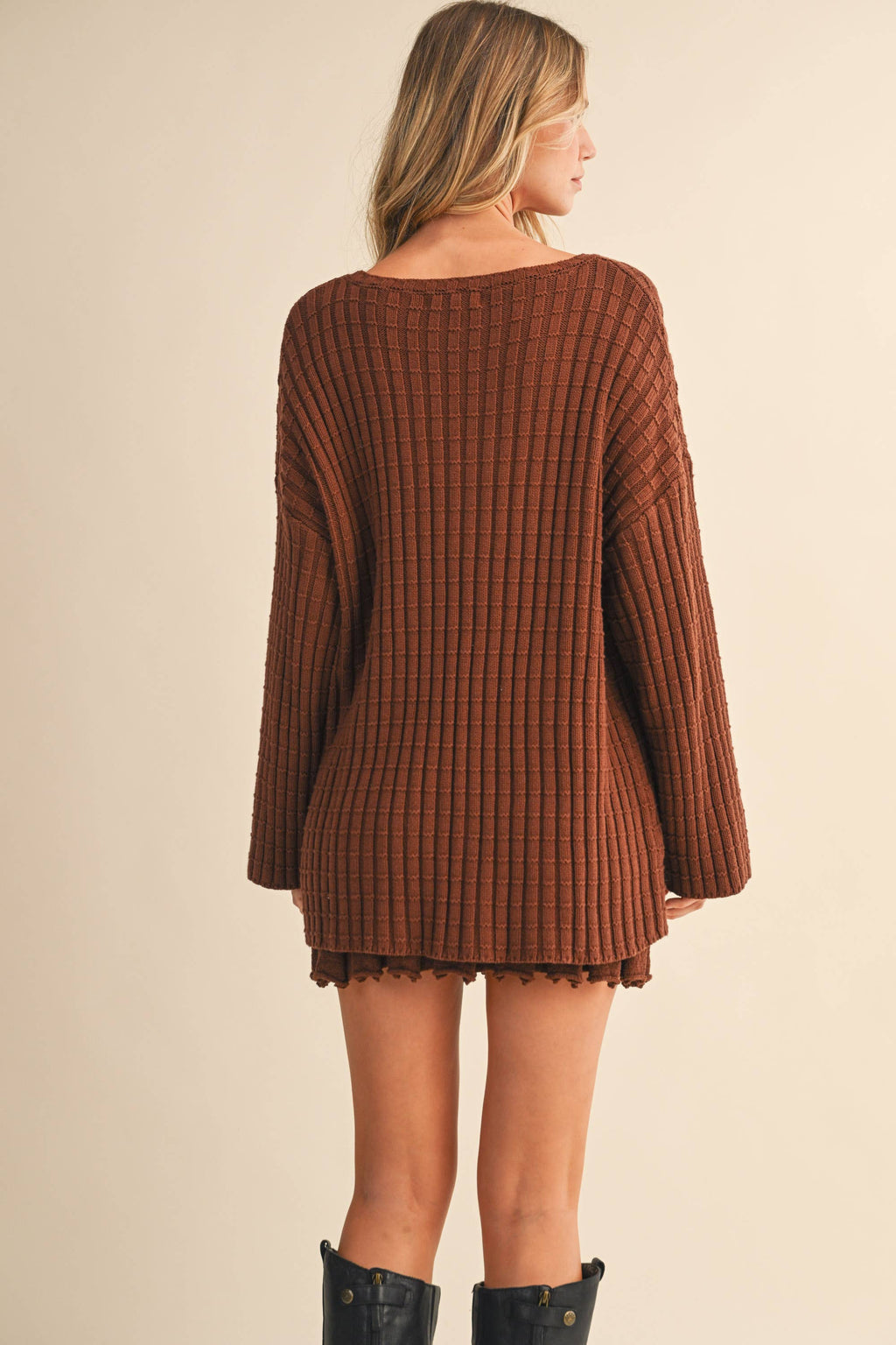 Luna Longsleeve sweater top and pleated skirt set