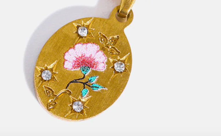 Poppy Painted Enamel Necklace