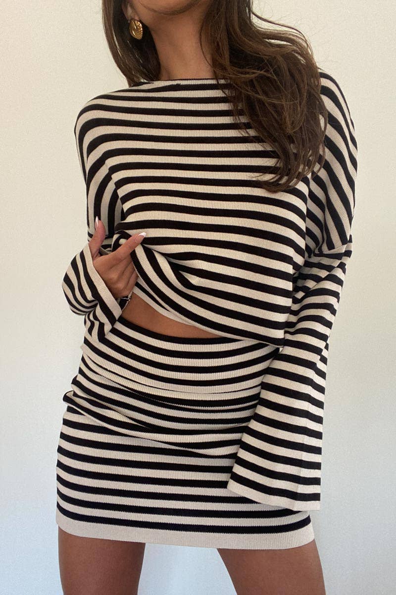 Nina Knitted Bell Sleeves Top And Skirt