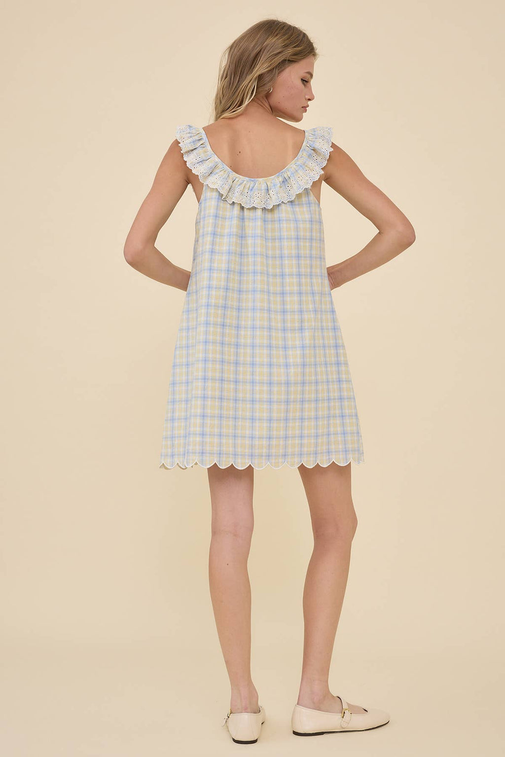 Penelope Embroidered Lace Ruffle Mini Dress