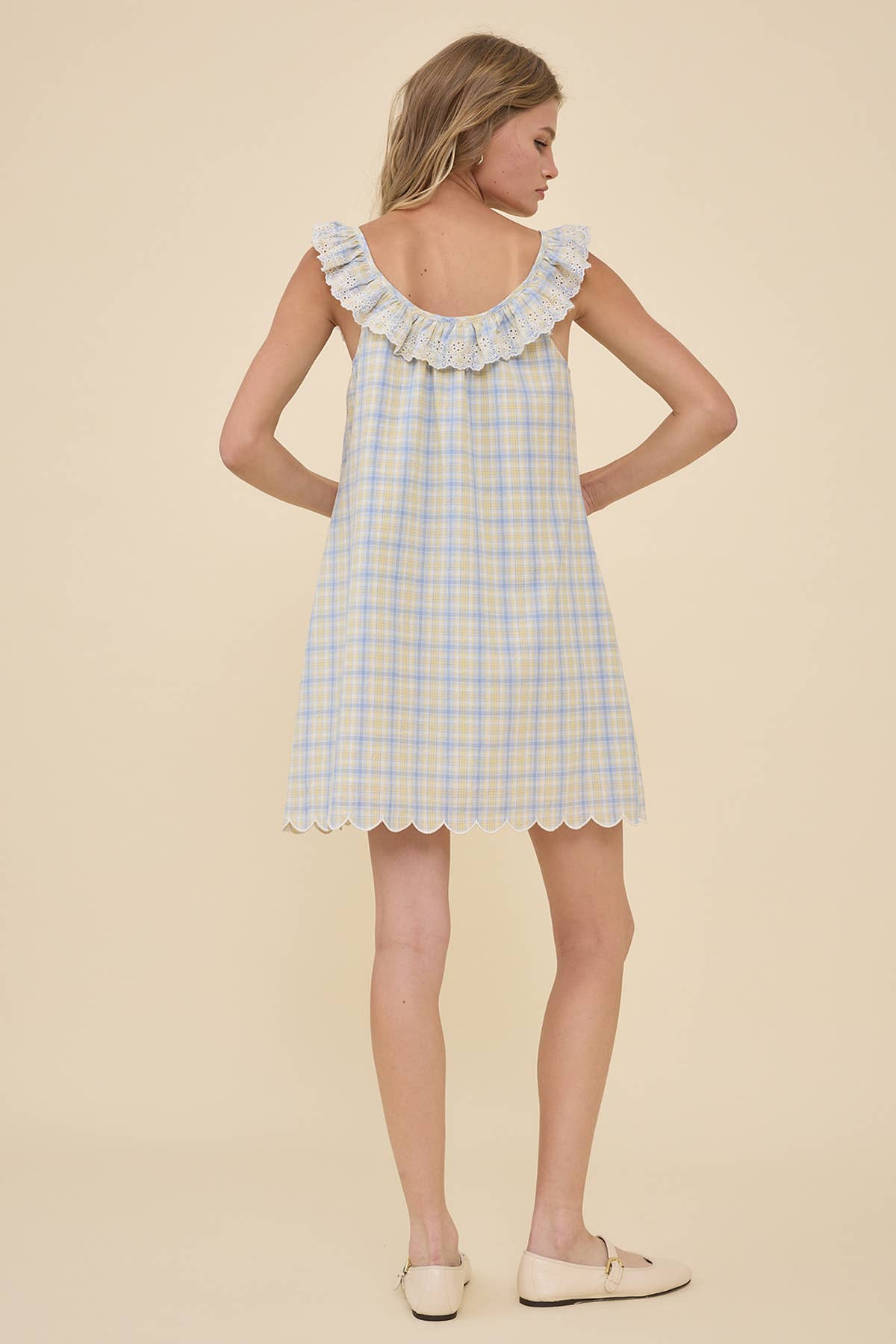Penelope Embroidered Lace Ruffle Mini Dress