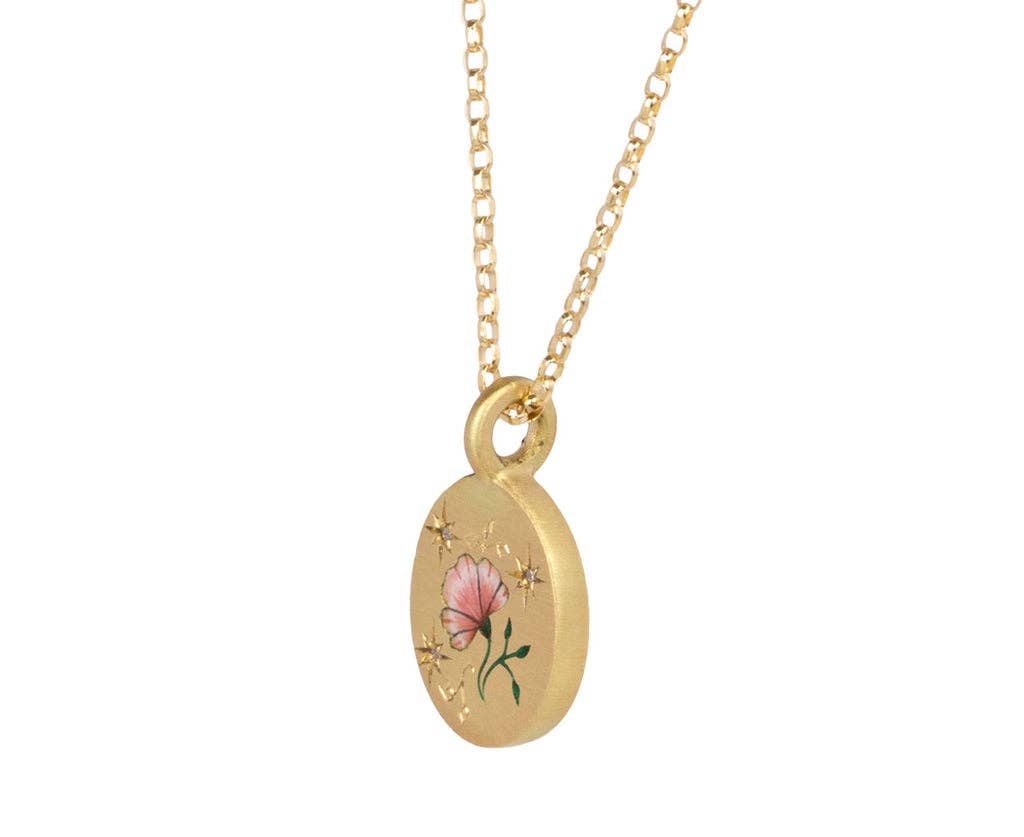 Poppy Painted Enamel Necklace