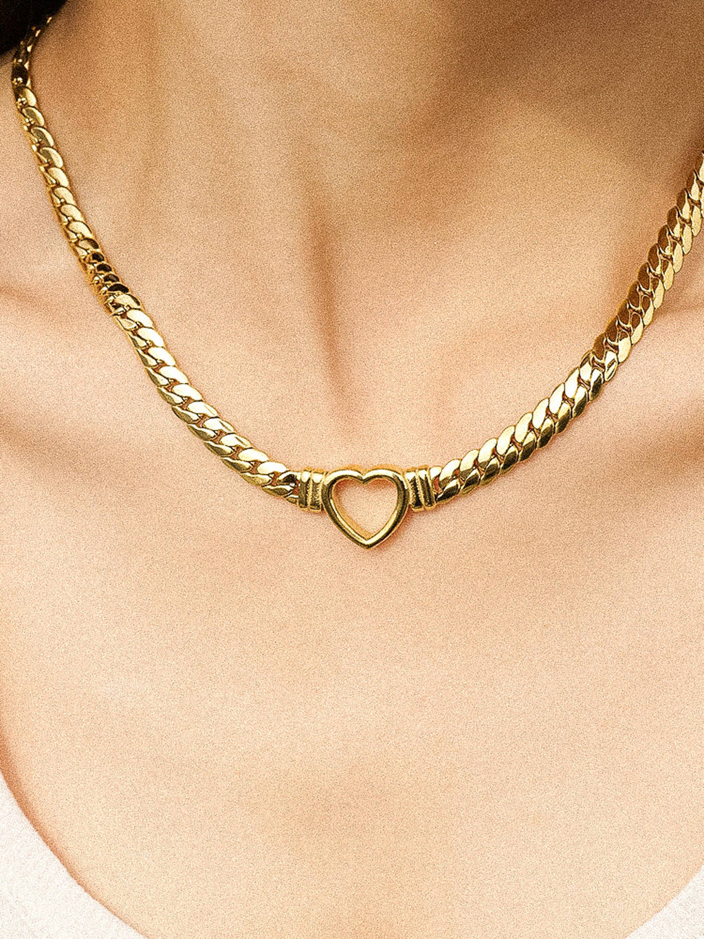 Goldie Heart Snake Chain Necklace - 14K Gold Plated