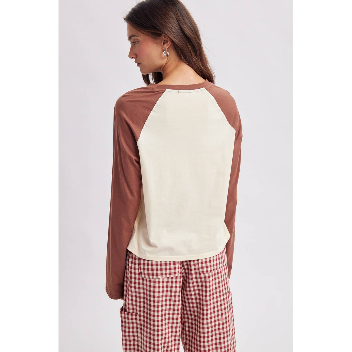 Rio Raglan Baseball Top - Cream & Espresso