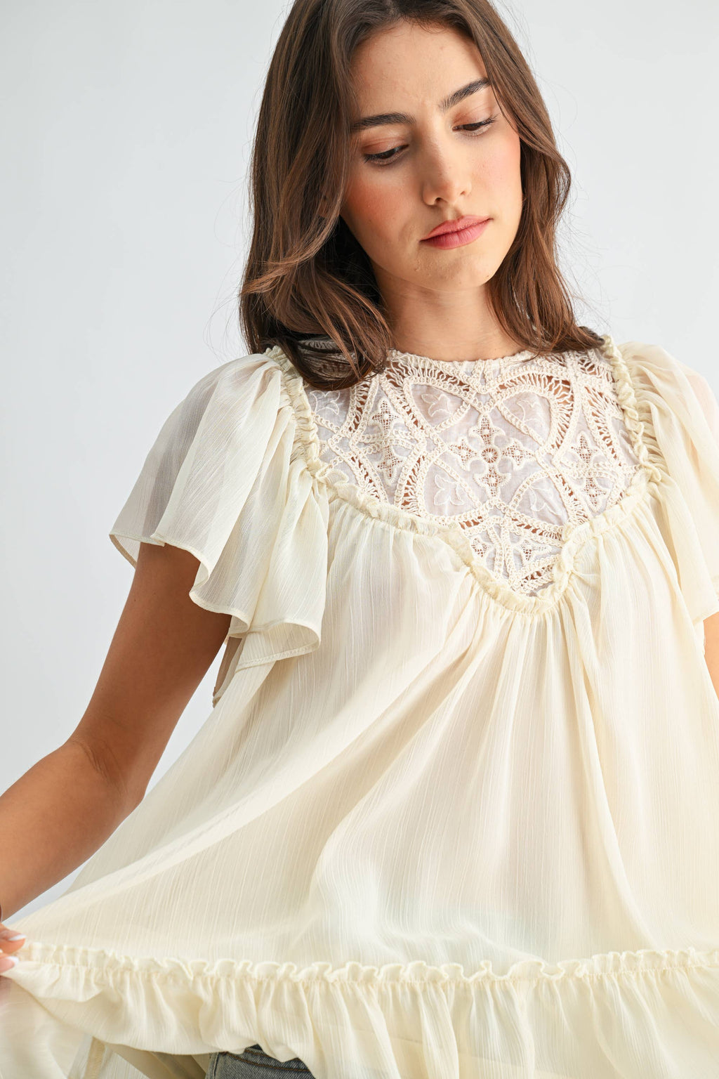 Liliana Lace Yoke Blouse