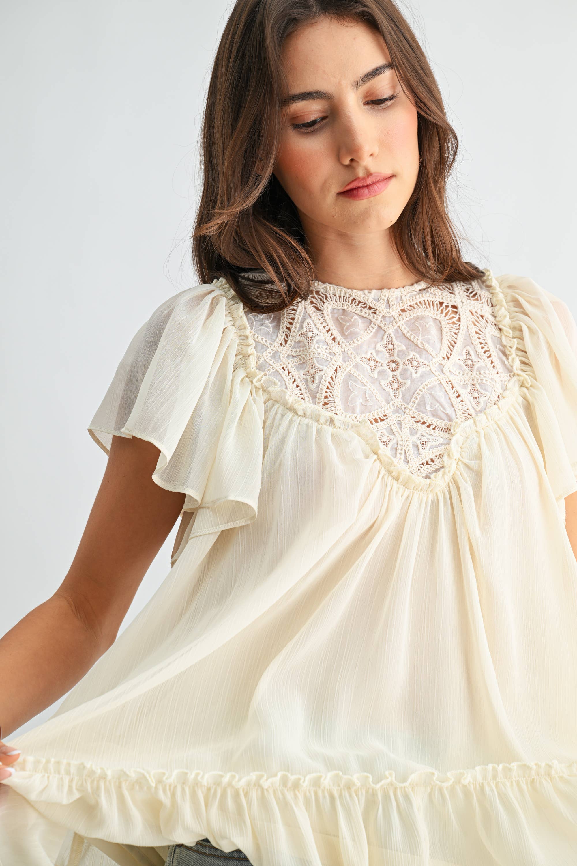 Liliana Lace Yoke Blouse