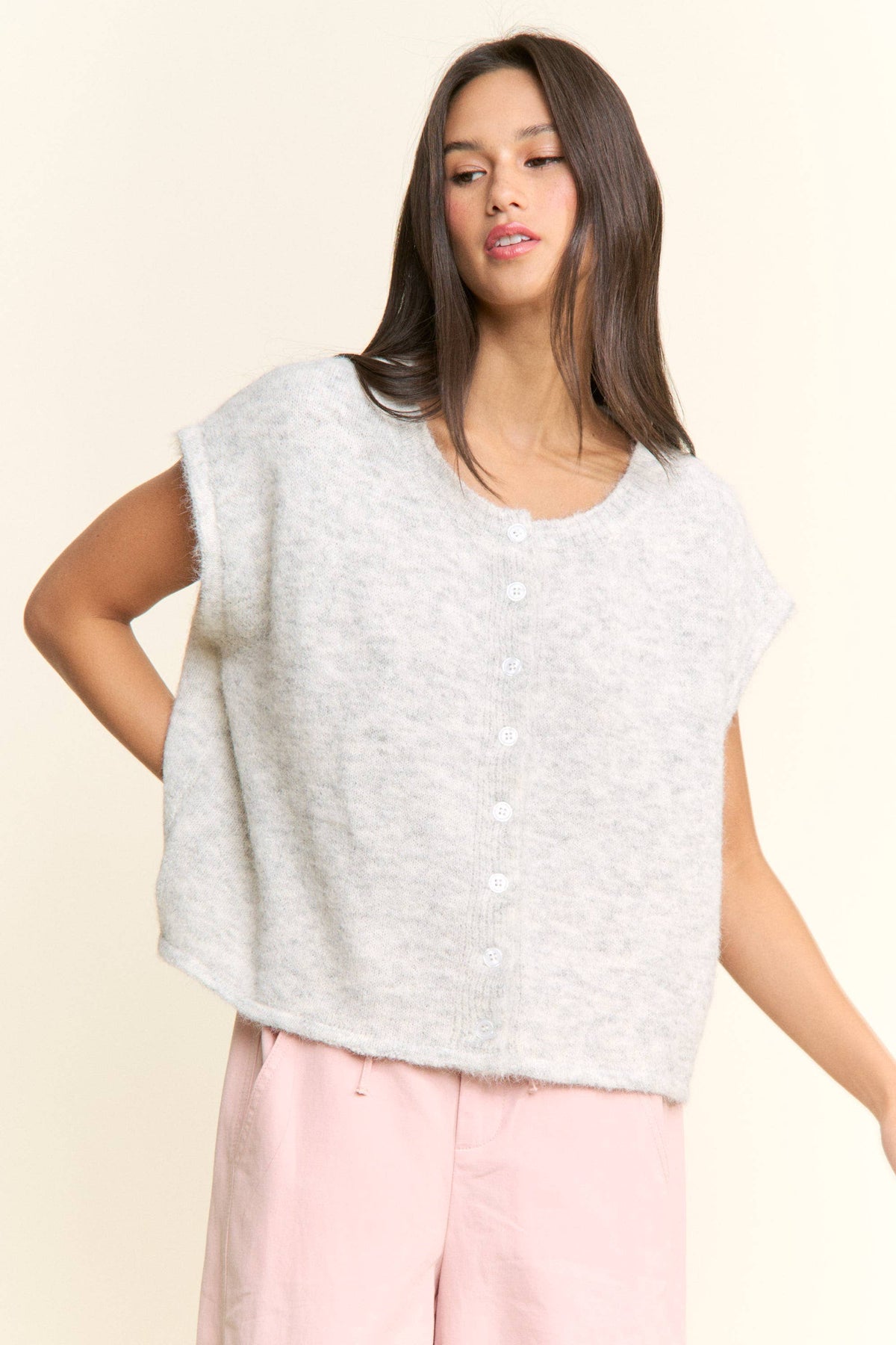 Betsy Button-Front Knit Top