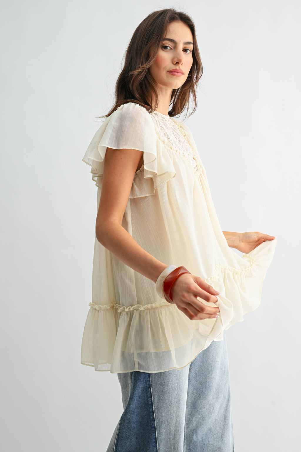 Liliana Lace Yoke Blouse