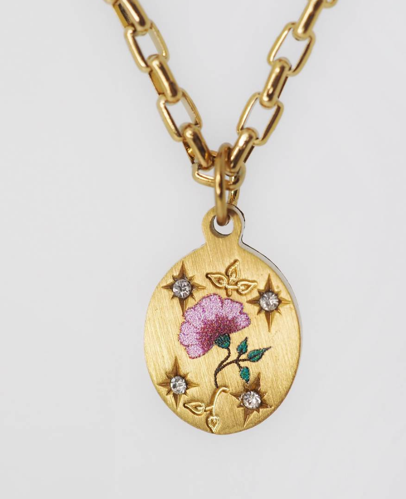 Poppy Painted Enamel Necklace