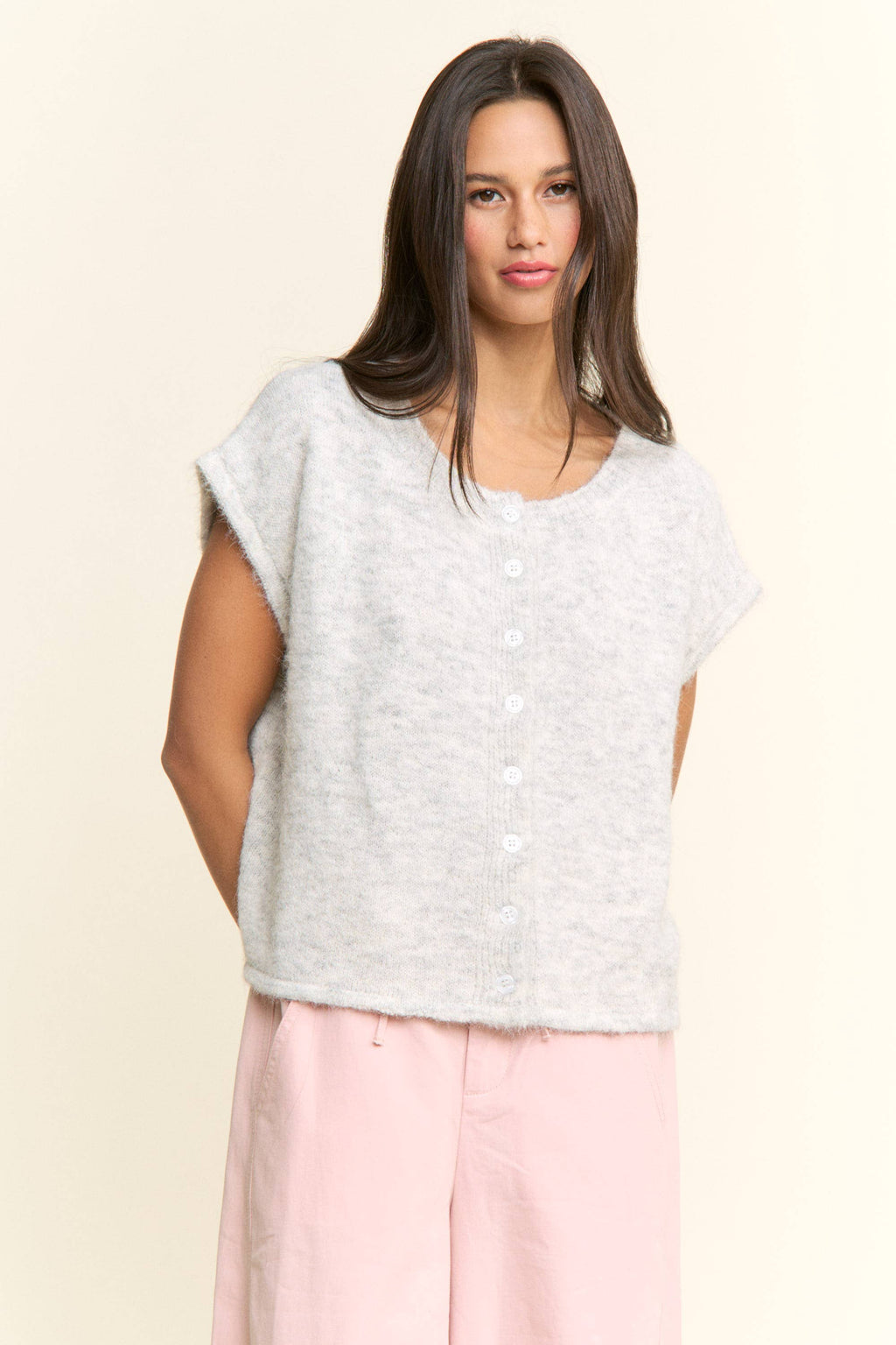 Betsy Button-Front Knit Top