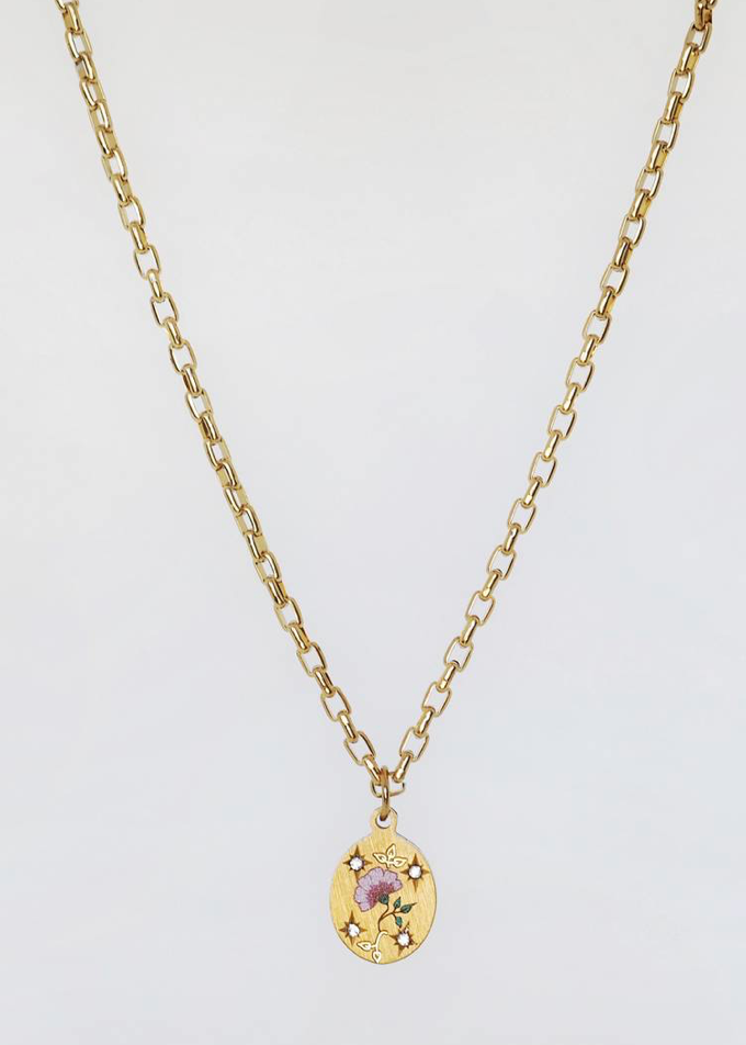 Poppy Painted Enamel Necklace