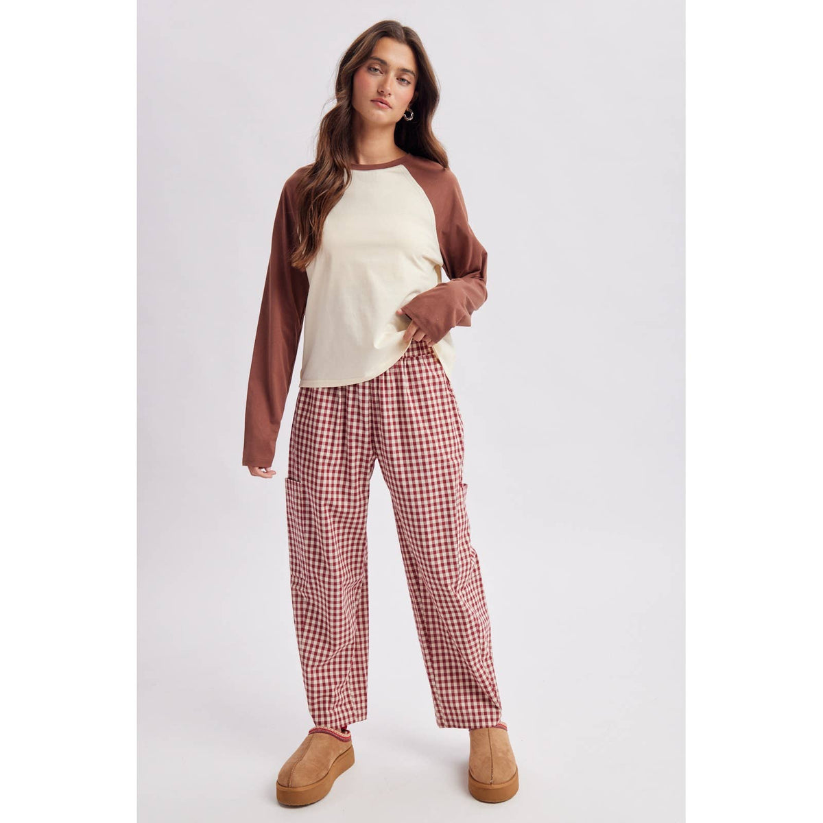 Rio Raglan Baseball Top - Cream & Espresso