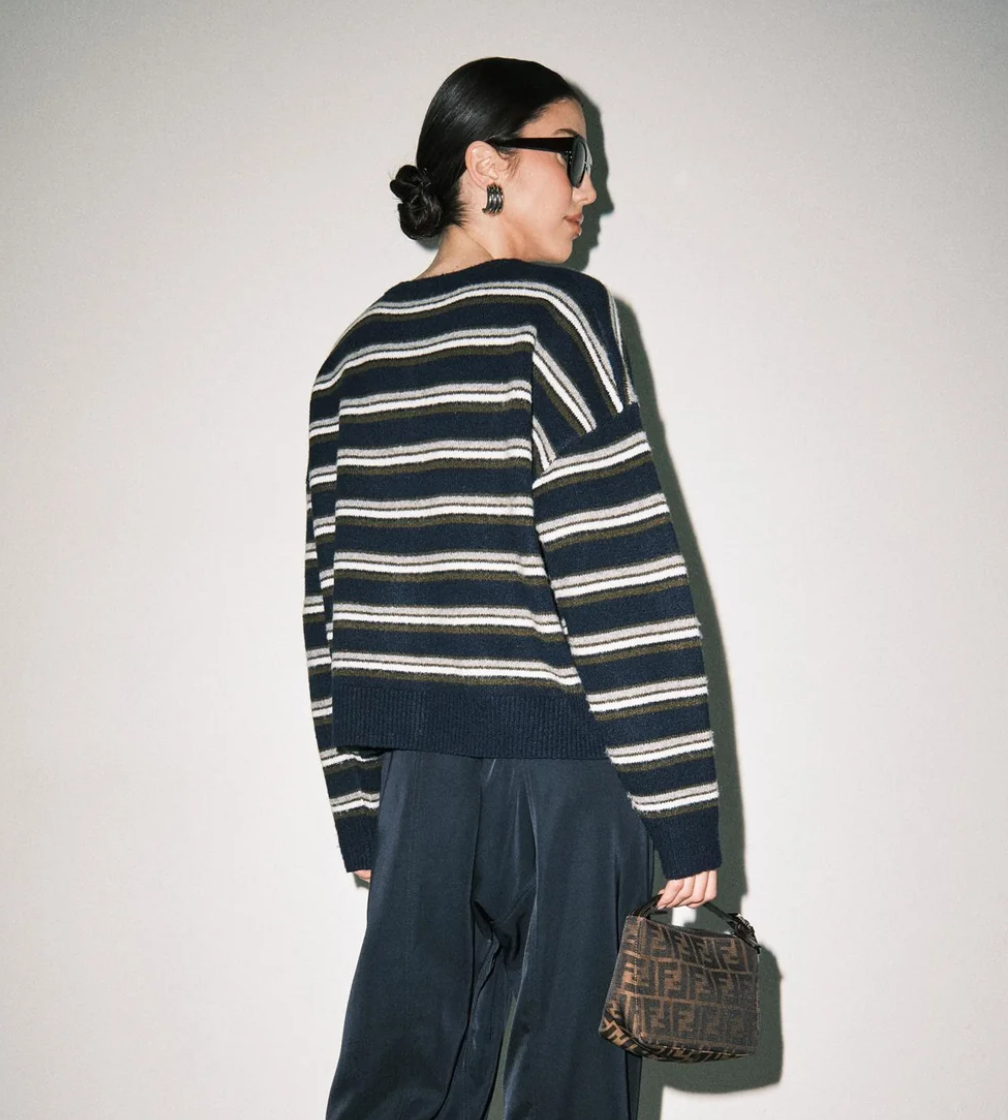 Blythe Navy Striped Cardigan