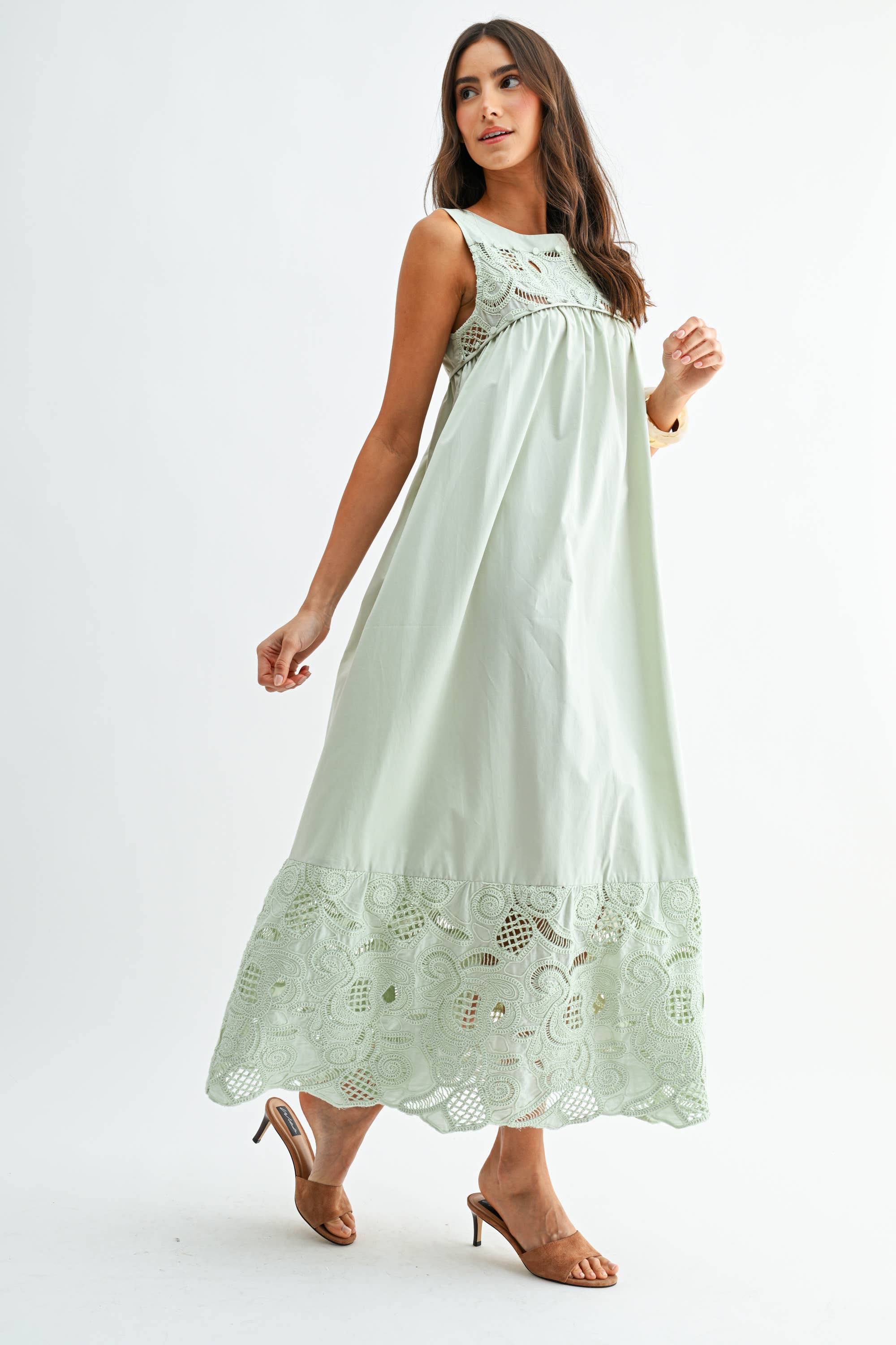 CJD26364 BOHO MAXI DRESS WITH LACE DETAILS