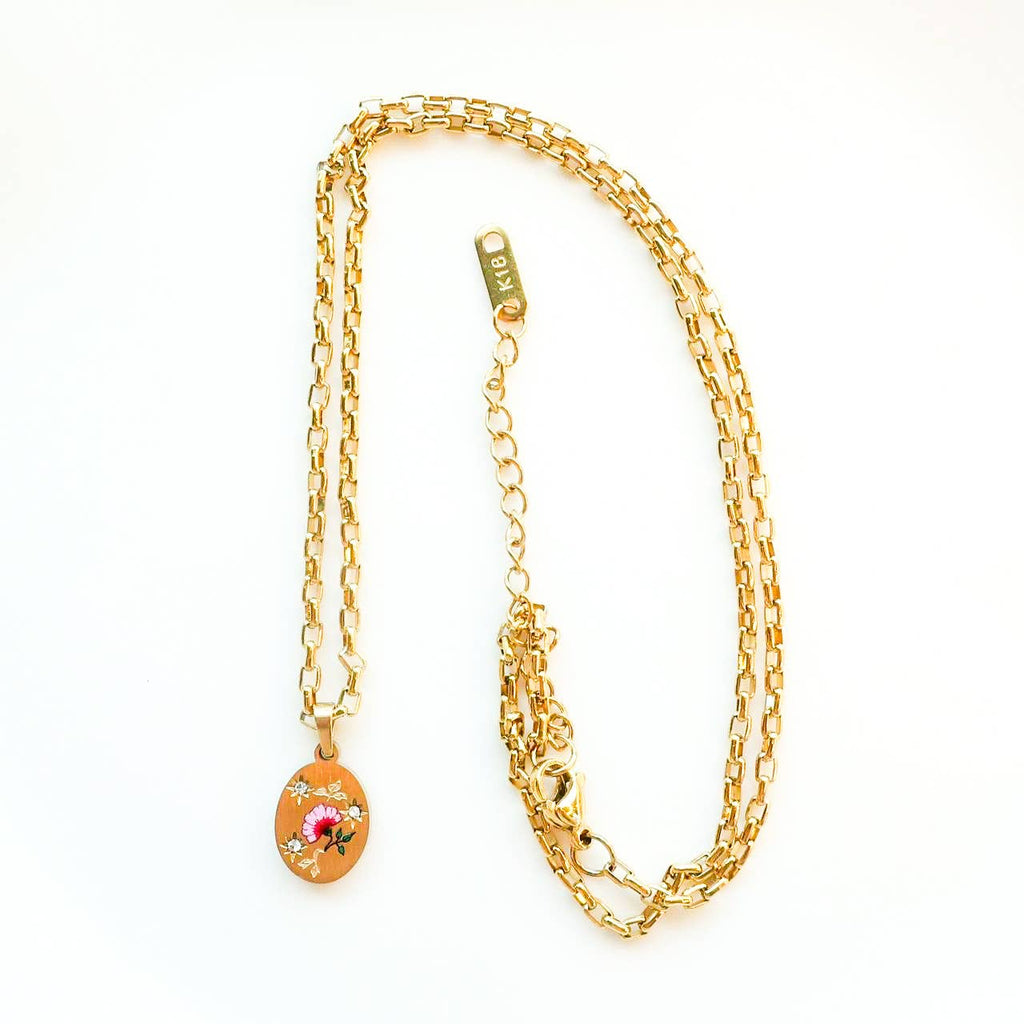 Poppy Painted Enamel Necklace