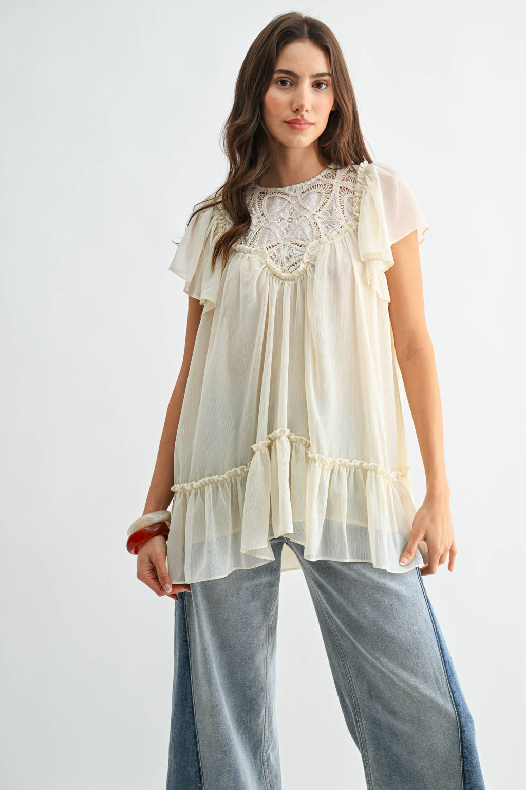Liliana Lace Yoke Blouse