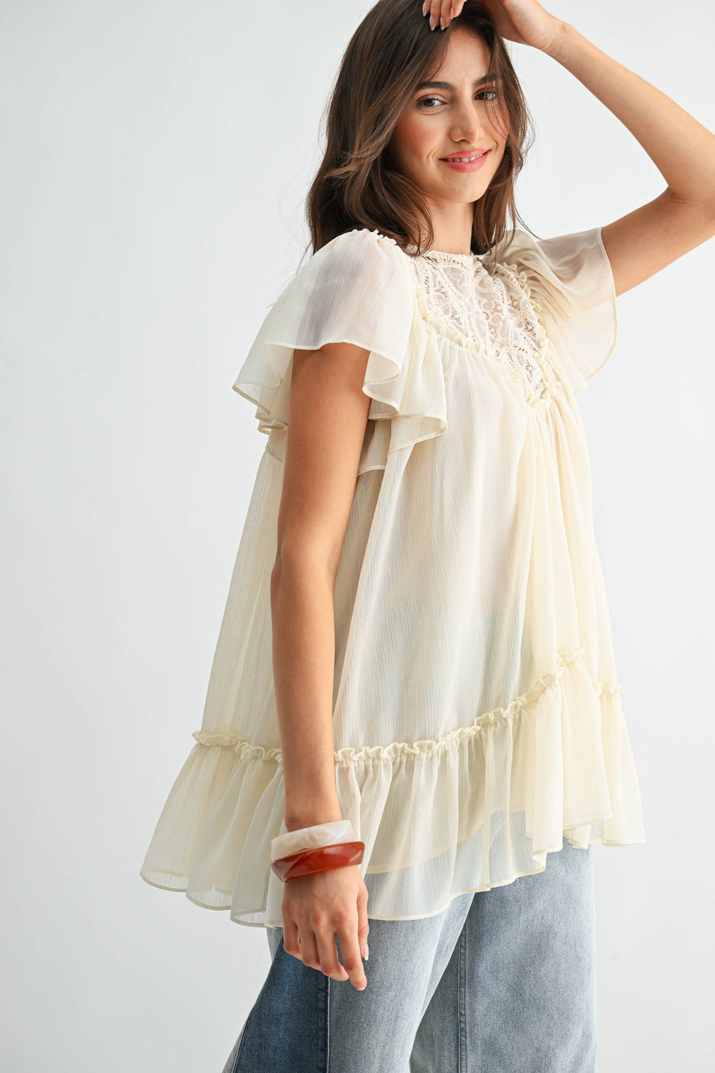 Liliana Lace Yoke Blouse
