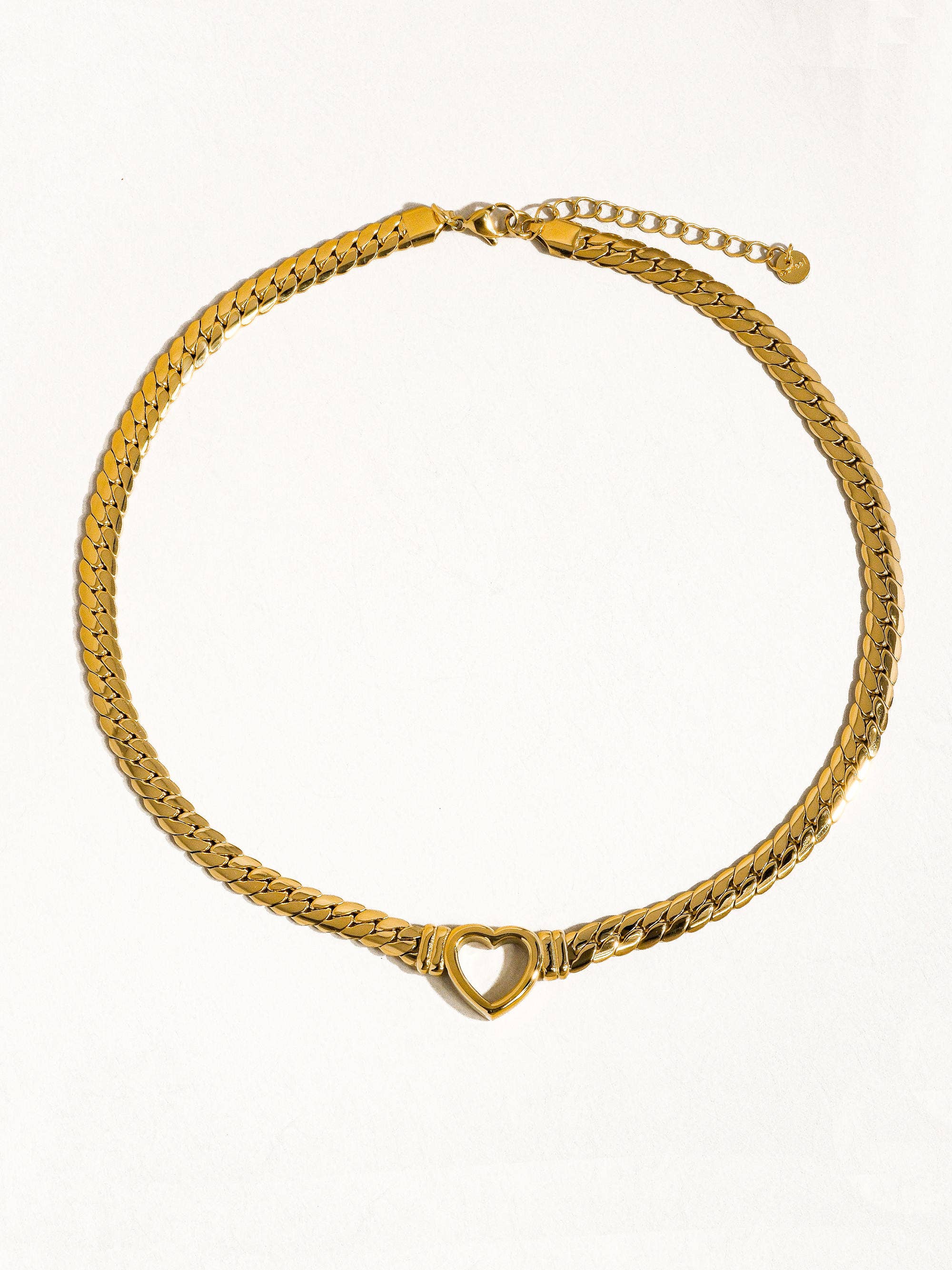 Goldie Heart Snake Chain Necklace - 14K Gold Plated