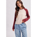 Rio Raglan Baseball Tee - Pink & Burgundy