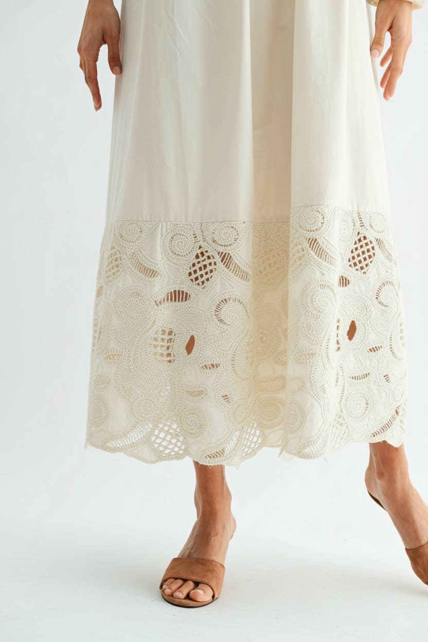 CJD26364 BOHO MAXI DRESS WITH LACE DETAILS