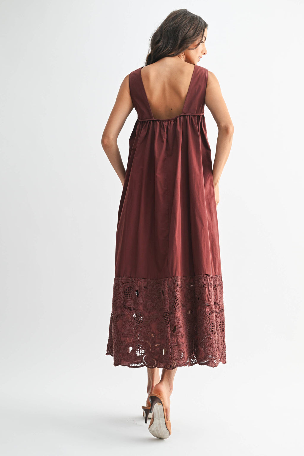 CJD26364 BOHO MAXI DRESS WITH LACE DETAILS