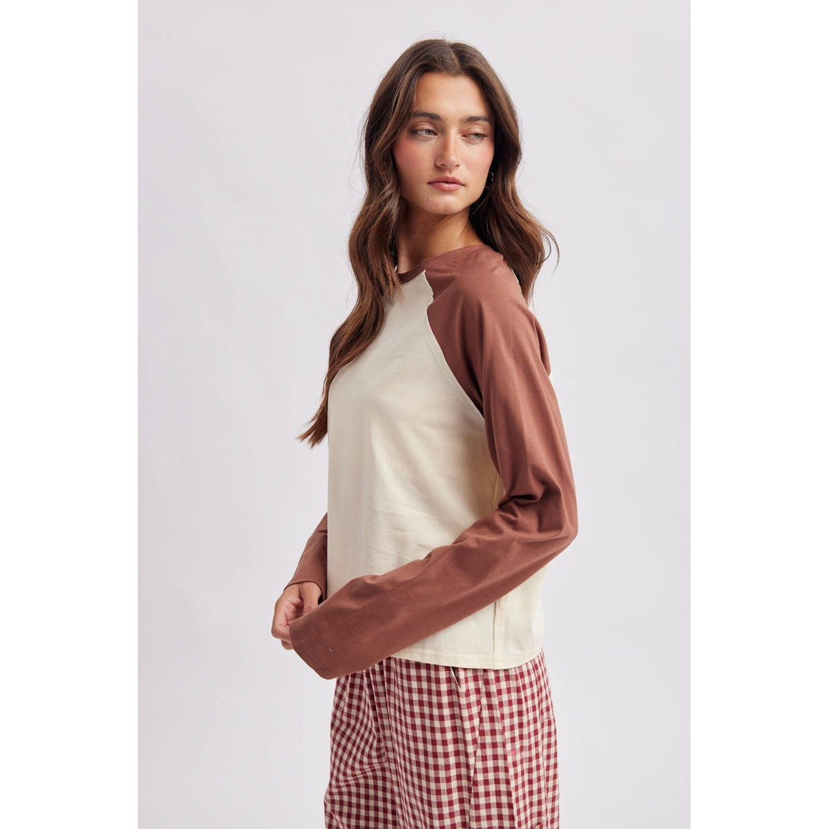 Rio Raglan Baseball Top - Cream & Espresso
