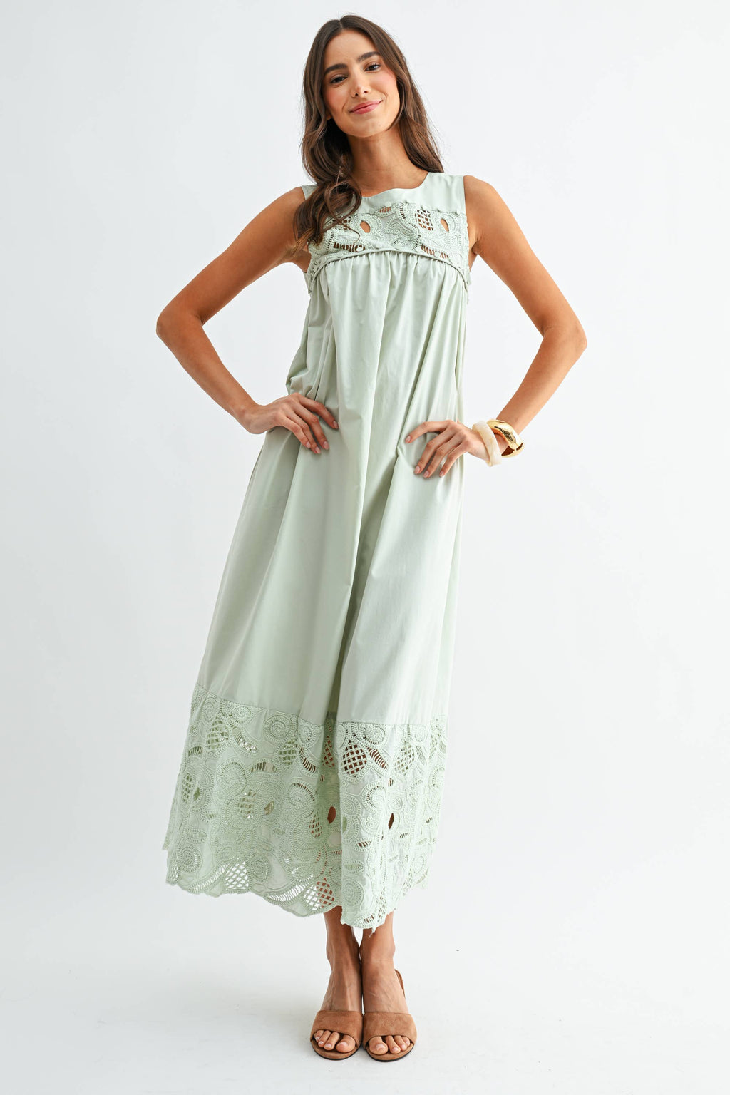 CJD26364 BOHO MAXI DRESS WITH LACE DETAILS