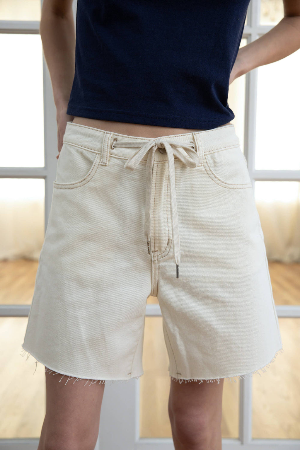 Cielo Drawstring Denim Shorts