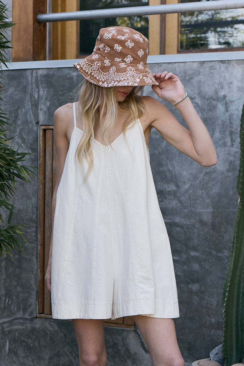 Carmen Flared Cotton Mini Cami Romper