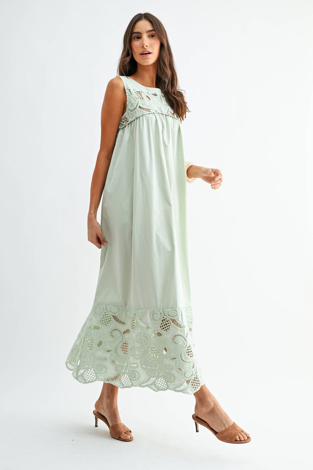 CJD26364 BOHO MAXI DRESS WITH LACE DETAILS