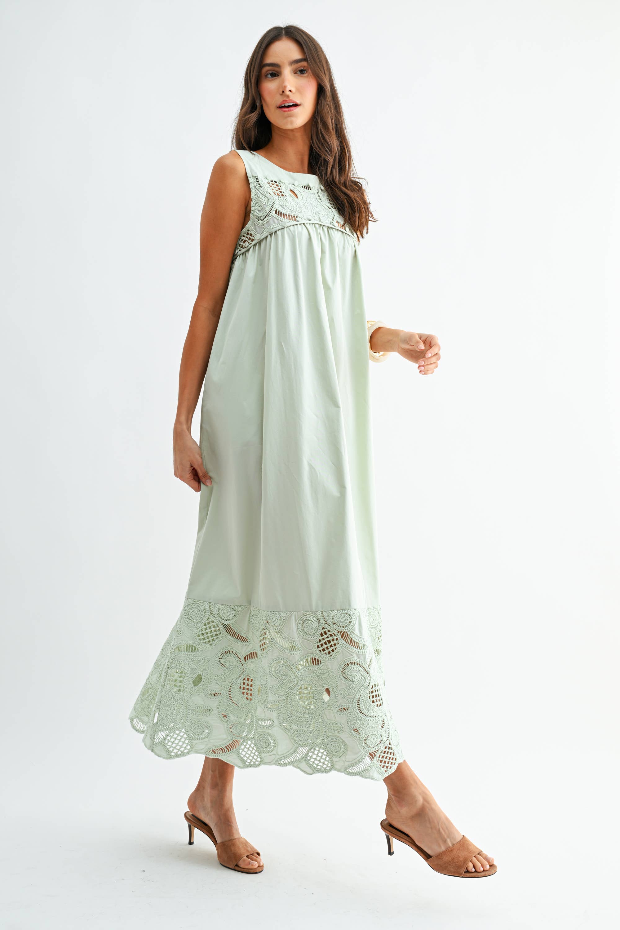 CJD26364 BOHO MAXI DRESS WITH LACE DETAILS