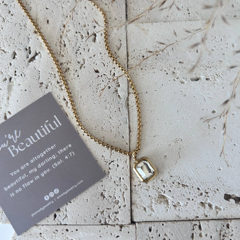 Radiant Crystal Bling Pendant - 18K Gold Plated